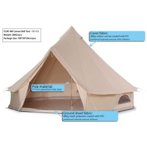 3m Canvas Camping Bell Tent - Image 2