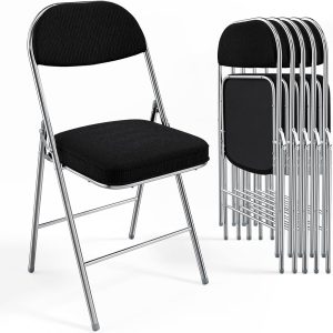Corduroy Fabric Folding Chairs with Padded Seat & Backrest - Image 16