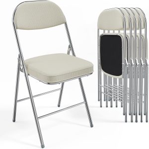 Corduroy Fabric Folding Chairs with Padded Seat & Backrest - Image 19