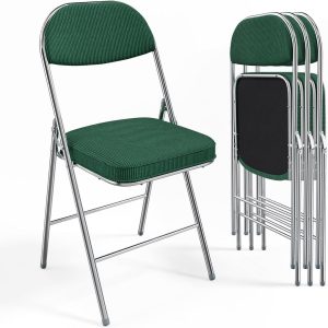Corduroy Fabric Folding Chairs with Padded Seat & Backrest - Image 13