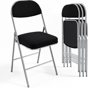 Corduroy Fabric Folding Chairs with Padded Seat & Backrest - Image 12