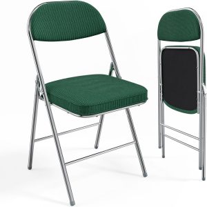 Corduroy Fabric Folding Chairs with Padded Seat & Backrest - Image 9
