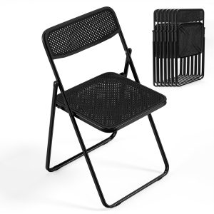 Modern Folding Chair with Woven Texture Panel - Image 13
