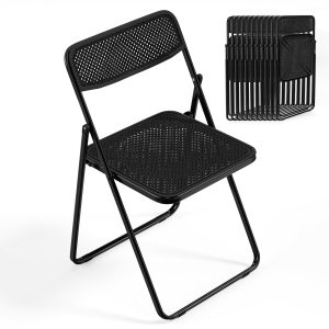 Modern Folding Chair with Woven Texture Panel - Image 14