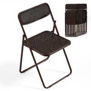 Modern Folding Chair with Woven Texture Panel - Image 16
