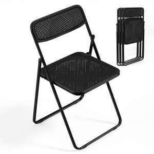Modern Folding Chair with Woven Texture Panel - Image 12