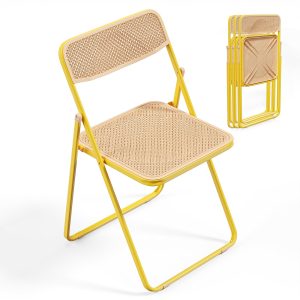 Modern Folding Chair with Woven Texture Panel - Image 18