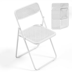 Modern Folding Chair with Woven Texture Panel - Image 10