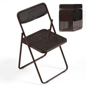 Modern Folding Chair with Woven Texture Panel - Image 17