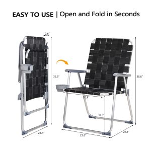 Patio Lawn Webbed Folding Chairs Set with Cup Holder - Image 13