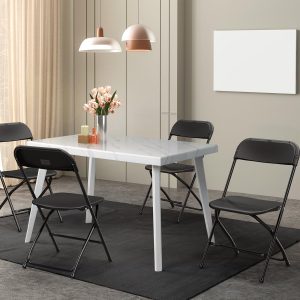 Klappstuhl, Gartenstühle 4er Set, Campingstuhl bis 158KG, Stühle Esszimmer Balkon Büro, Stapelbar, aus Metall & Kunsttoff, Schwarz - Image 2