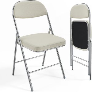 Corduroy Fabric Folding Chairs with Padded Seat & Backrest - Image 11