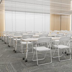 Modern Folding Chair with Woven Texture Panel - Image 2