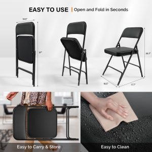 350Ibs Folding Chairs with PU Leather Ultra Thick Padded Seat - Image 4