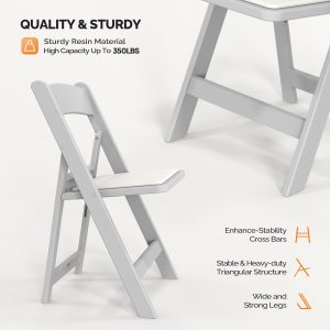 350lbs Resin Plastic Folding Chair with Padding Seat - Image 4