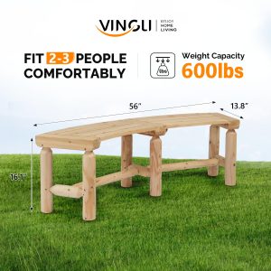 Wooden Curved Bench Backless Porch - Image 3