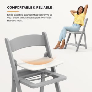 350lbs Resin Plastic Folding Chair with Padding Seat - Image 5