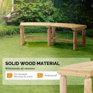 Wooden Curved Bench Backless Porch - Image 4