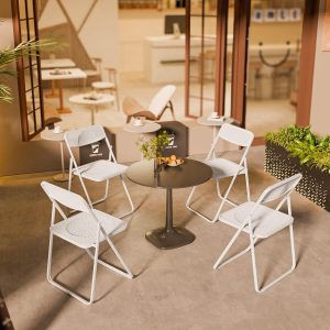 Modern Folding Chair with Woven Texture Panel - Image 5