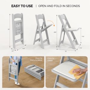 350lbs Resin Plastic Folding Chair with Padding Seat - Image 3