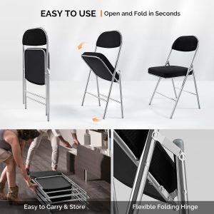 Corduroy Fabric Folding Chairs with Padded Seat & Backrest - Image 5