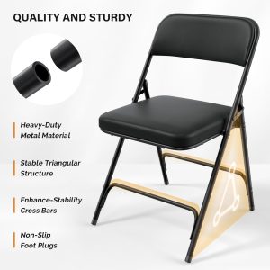 350Ibs Folding Chairs with PU Leather Ultra Thick Padded Seat - Image 3