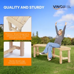 Wooden Curved Bench Backless Porch - Image 6