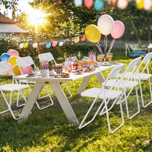 Modern Folding Chair with Woven Texture Panel - Image 8
