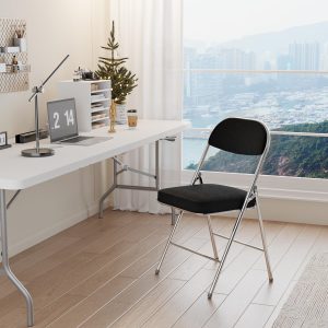 Corduroy Fabric Folding Chairs with Padded Seat & Backrest - Image 7