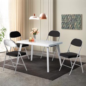 Corduroy Fabric Folding Chairs with Padded Seat & Backrest - Image 8