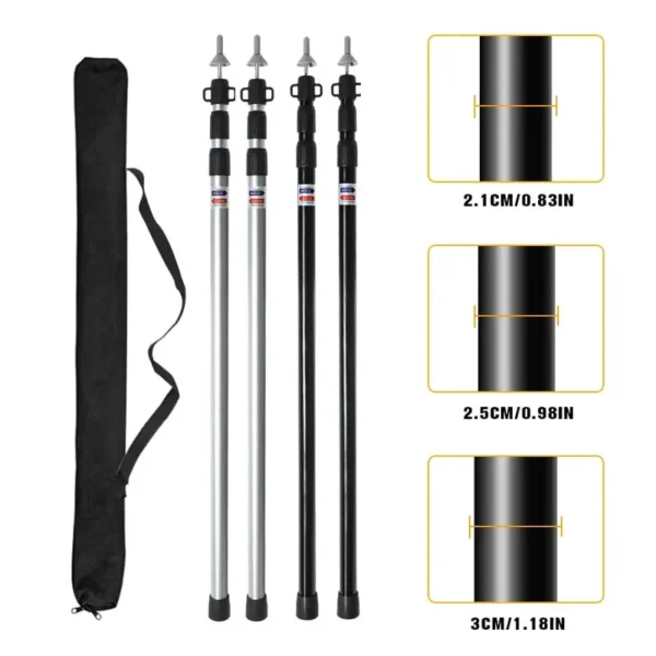 2.3M Adjustable Tent Support Rod Beach Shelter Tarp Awning Pole Aluminum Alloy Tent Pole Accessories For Camping Tent